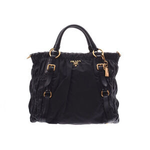 Prada handbag black nylon nappa strap